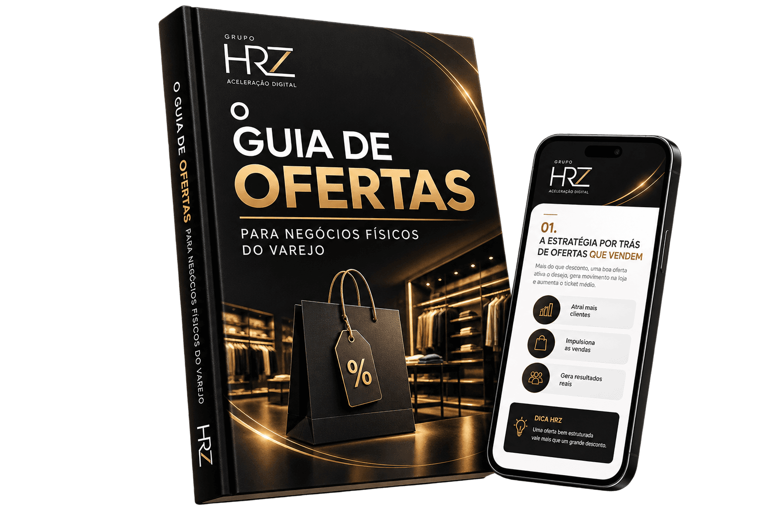 Mockup do Guia de Ofertas do Grupo HRZ